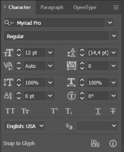 character panel Adobe Illustrator