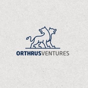 desain logo klasik Orthrus Ventures, by Genovius