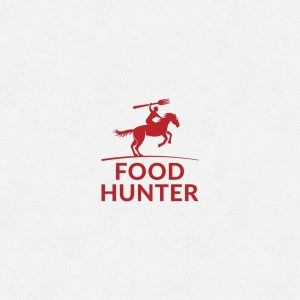 desain logo menggunakan warna merah, Food Hunter, by YoDesign