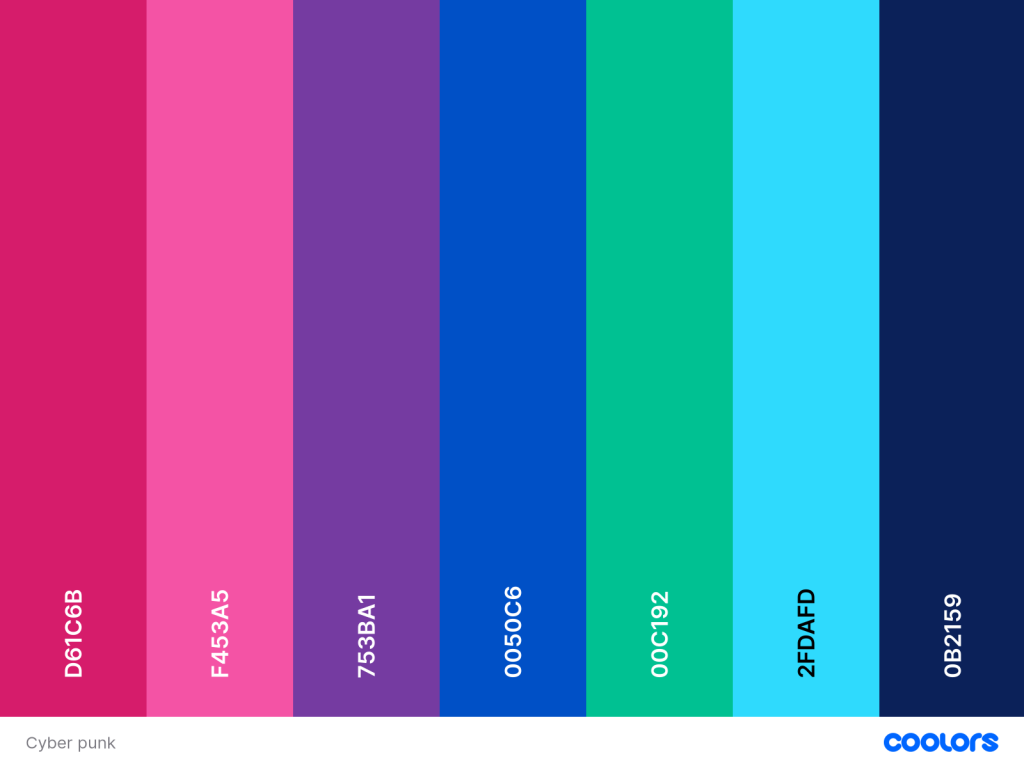pilihan warna sebagai guide untuk tema cyber punk