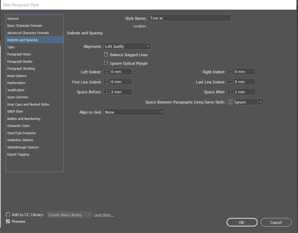 paragraf style_Indent and spacing