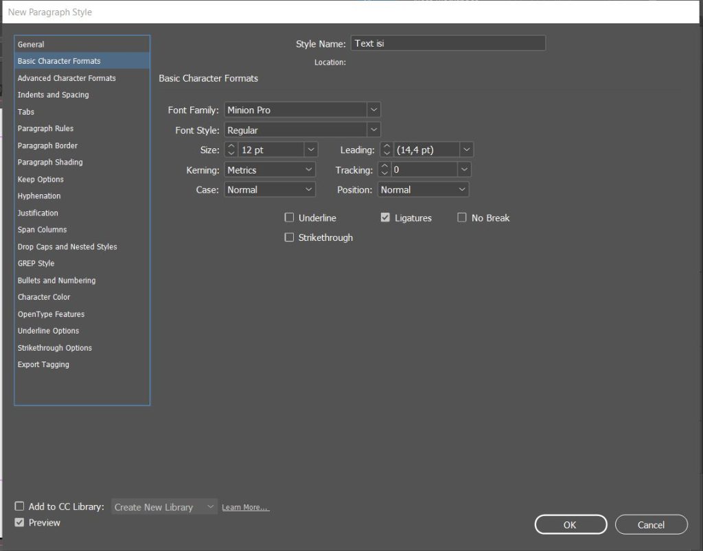 paragraf style_basic character formats