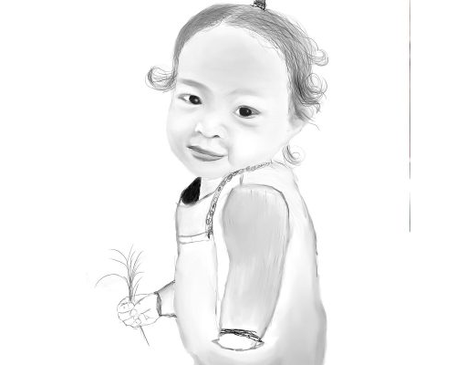 ilustrasi sketch anak kecil tersenyum